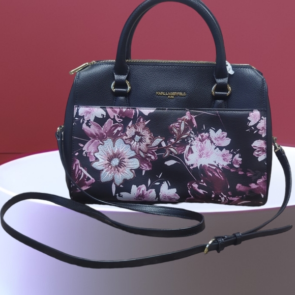 Karl Lagerfeld Bags Karl Lagerfeld Flower Print Embroidered Satchel